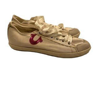 NWOT True Religion Women's White Canvas & Suede Sneakers Y2K Size 9